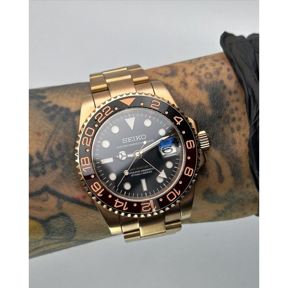 Custom Seiko Mod • Rose Gold GMT Master Rootbeer • 40mm